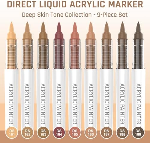 Dark Skin Series 9 Colors Acrylic Paint Markers Set for Art Painting, DIY Crafts, Wood, Glass, Canvas & More