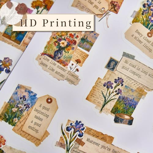 120Pcs Motivational Quote Stickers, Vintage Botanical Decal for Journaling