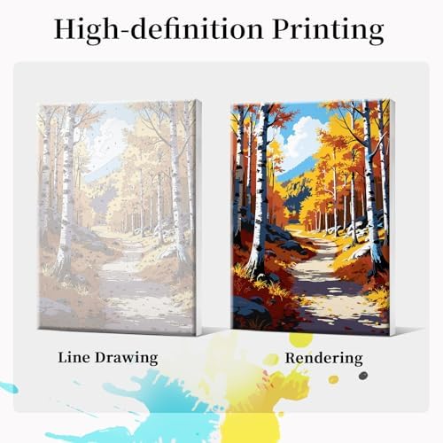 JOOZ Framed Paint by Numbers Kit for Adults, Fall Landscape, 8x12 Inch