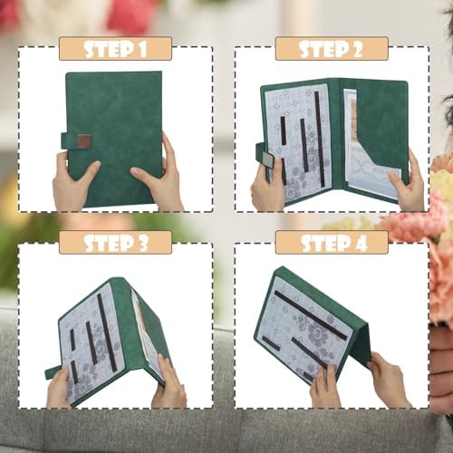 Cowenhey Knitting Pattern Holder with Pocket, Knitting Chart Holder with 4 Replacement Magnets, Holder Foldable Chart for Fixed Crochet Pattern