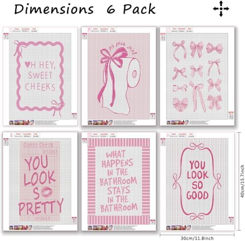 6pack pink bow Diamond Art Kits for Adult Diamond Painting Kit for Beginner