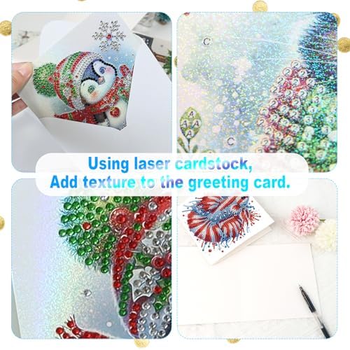 6-Piece 5D Diamond Art Greeting Card Kit with Envelopes, USA Independence Day Goldfish Design, DIY Special Shape Diamond Painting Greeting Cards for Adults, Handmade Card Craft Holiday Gift, 30x15cm
