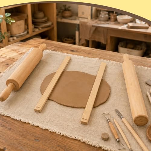 FIREBOOMOON 10 Pottery Clay Slab Sticks, 5 Sizes 0.12-0.47in Rolling Guides