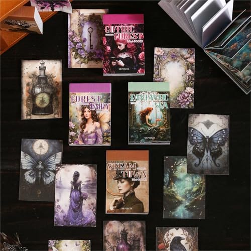 4Pcs Washi Sticker Books, Fantasy Stickers for Scrapbooking, DIY Crafts, Mini Journaling Supplies & Junk Journal Ephemera