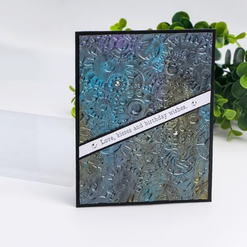 BAOFALI 3D Embossing Folder for Card Making,Gear Plastic Texture Fades Embossing Folder Template for Scrapbooking Cardstock Album DIY Decoration Paper Crafting 5.9x5.9inch