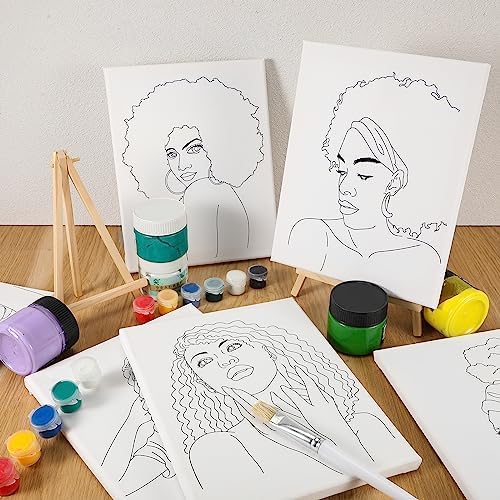 Sherr 20 Pcs Pre Drawn Canvas Afro Queen for Painting for Adults