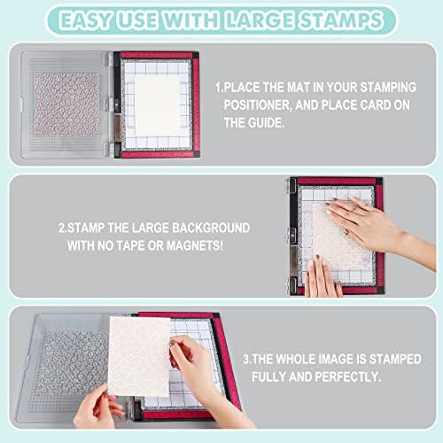 Briartw 5 PCS Low Stick Mat Sticky Non-Slip Flexible Gridded Stamp Mats, 2 Standard and 3 Mini Multi-Use Low Tack Mat for Stamping Platform Adhesived Sheet Stamp Scrapbooking Craft Accessory