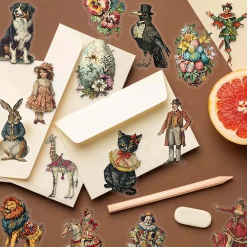 100PCS Vintage Victorian Stickers Pack – Aesthetic Retro Clear Ephemera Stickers for Journaling, Scrapbooking, Collage Art, Antique Fashion, Tea Party, Junk Journal Supplies