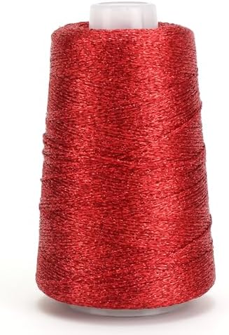 Metallic Crochet Thread, 80g Lurex Yarn for Charms(Red)