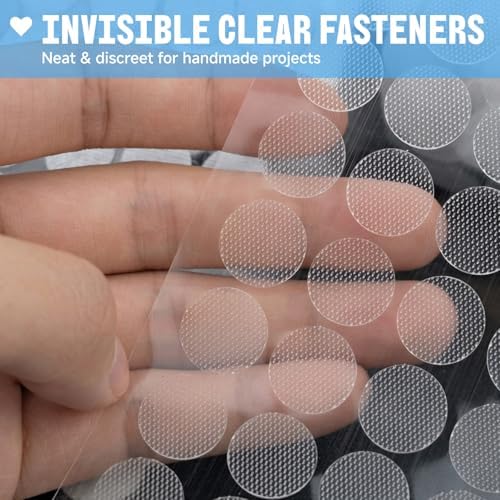 Self Adhesive Dots, Strong Adhesive 1400pcs (700 Pairs) 0.59" Diameter Sticky Back Nylon Dots, Hook & Loop Dots with Waterproof Sticky Glue Tapes, Suitable for Classroom, Office, Home (Translucent)