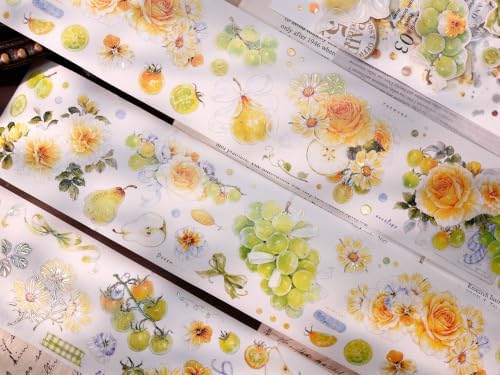 XiaoBaiJia Green Grape Vine,Pre-Cut Washi Paper Shell Light Tape, Washi Stickers,2.36" x5.47 YD for Journal Stickers Journaling Planner Scrapbooking Junk Journal Stickers Craft Supplies