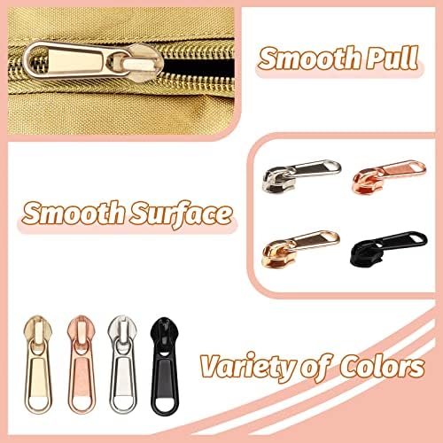 DOITEM 24Pcs Zipper Repair Kit Zippers Replacement 5# Zipper Pull Rescue Kit for Clothing Jackets Purses Luggage Backpacks (4 Colors)