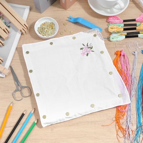 Oqqlin 24 Pcs 6 Sets Stretcher Bars for Needlework with 50 Thumb Tacks, 6 Sizes Wooden Canvas Stretcher Bars Durable Assembly Embroidery Stitch Frame Set for Birthday Gifts, Crafts Supplies