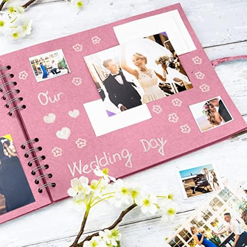 Bstorify Square Scrapbook Photo Albums 50 Pages (11 x 8.5 Inch) Pink | Hardcover with Thick 200 GSM Kraft Paper, Ideal for Your Scrapbooking Albums, Art & Craft Projects (Pink, 11 x 8.5 Inch)