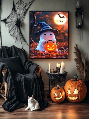 CraftBliss Halloween Paint by Numbers Kit for Adults, DIY Paint by Numbers Kits for Adults Beginners Without Frame, Acrylic Paint Canvas Painting Kits Art for Home Decor 16x20 Inch
