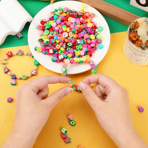 300Pcs Fruit Polymer Clay Beads for Jewelry Making