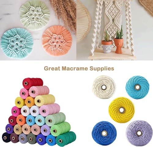 Macrame Cotton Cord 2mm x 219Yards, Red Natural Macrame Rope, Perfect Macrame Supplies Cotton Cord for Macrame Plant Hangers DIY Crafts (Red, 2mm*219Yards)
