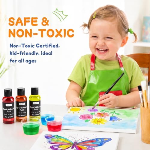 Nicpro 6 Colors Liquid Watercolor Paint Set, 2 oz Concentrated Water Color