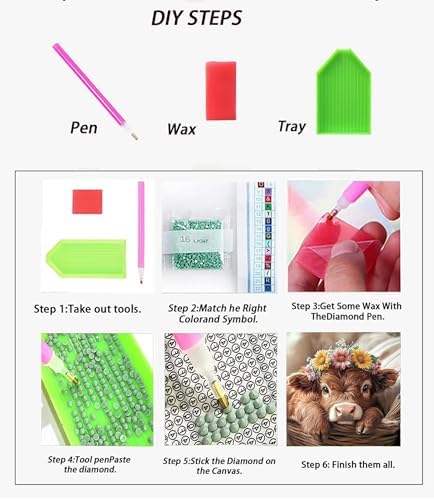 APTDYIGL 5D Highland Cow Diamond Painting Kits for Adults Beginner,DIY Cow Diamond Art Kits for Adults,Round Full Drill Diamond Dots with Gem Art Kits,Home Wall Decor 13.7X13.7inch