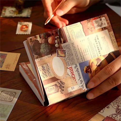 LCLAIDYDY 348 PCS Vintage Scrapbook Kit with A6 Grid Notebook, Bullet Junk Journals, DIY Gift Aesthetic Journaling Supplies for Teen Girl Women