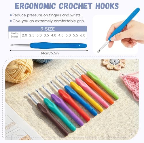 GMAK Crochet Kit for Beginners Adults, All in One Crochet Set Include Yarns