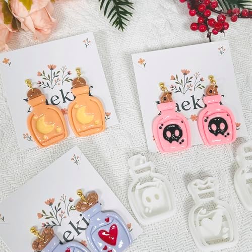 Xaekicr 3PCS Magic Potion Bottle Polymer Clay Cutters Set – Halloween Clay Earring Cutters Molds for DIY Earrings & Jewelry Making – Fun Clay Tools for Polymer Crafts