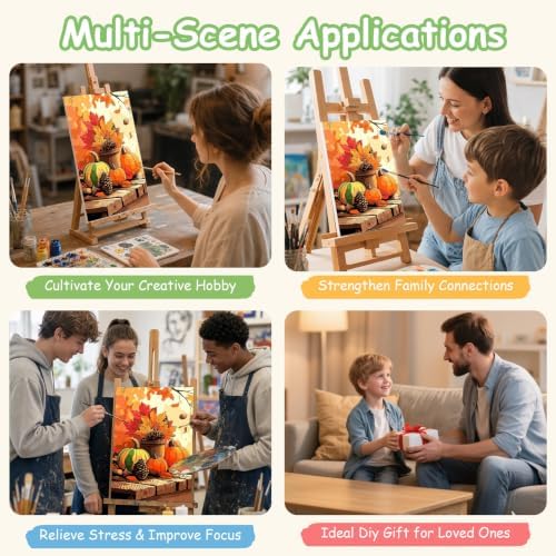 Spandrel Pumpkin Framed Paint by Numbers Kit for Adult, Halloween Adult Paint by Number Kits on Canvas, DIY Acrylic Oil Easy Autumn Painting by Numbers Fall for Home Wall Decor, 8x12in