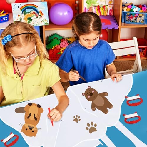 Libima 100 Pcs DIY Blank Kites for Kids Bulk Large Kite Making Kit Easy to Fly Set Party with Watercolor Pens and String Decorating Coloring Party Set for Craft Outdoor Games (Butterfly)