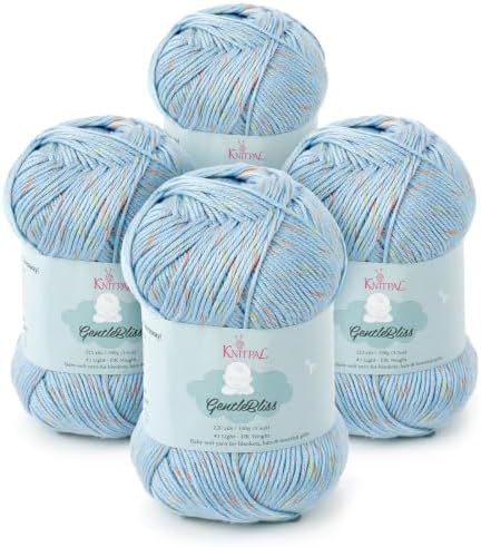 GentleBliss DK Acrylic Soft Baby Yarn, 4-Pack (880Yds/400G), Blue Forest