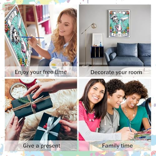 GOUOYANA Paint By Numbers Kit for Adults-Skull Don't BE Salty Funny Canvas | Adult Paint by Number Kits on Canvas for Painting DIY Skull DON'T A SALTY Painting by Numbers for Home Wall Art Gift 12X16in