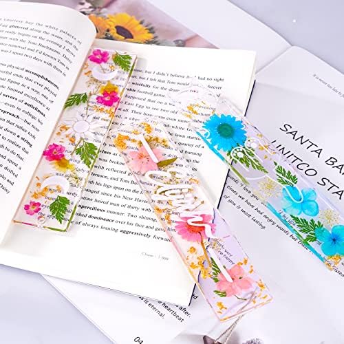 LET'S RESIN Bookmark Resin Molds Silicone 1.5'' Wide, Blank and Cat Moon Pattern Silicone Bookmarks Molds Kit with 20pcs Tassels, Rectangle Bookmark Molds for Epoxy Resin Casting Crafts