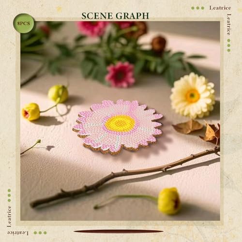 Leatrice 8 PCS Diamond Art Coasters Small Diamond Painting Kits for Adults