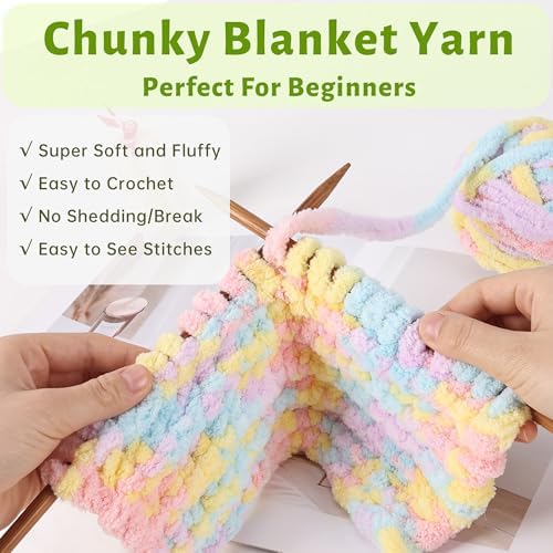 2 Pack Chunky Chenille Yarn for Crocheting Hand Knitting,Soft Thick Bulky Chunky Fluffy Plush Velvet Crochet Blanket Yarn for Crocheting Baby Blankets/DIY Crafts/Home Decor 2 * 100g(Black)