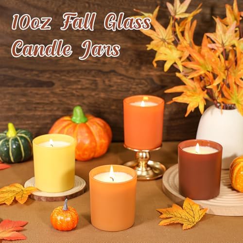 SUPMIND 10oz Fall Glass Candle Jars with Lids,12pcs for Candle Making