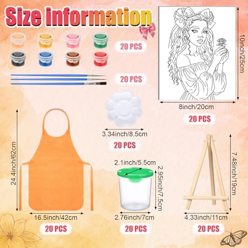 Sherr 140 Pcs 20 Set Pre Drawn Canvas Painting Kit, Bows Lady