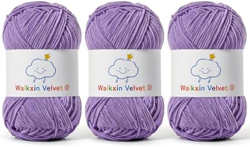 3 Pack Fluffy Chenille Yarn for Crocheting，Baby Yarn for Crocheting Soft，150g/5.28oz Velvet Amigurumi Yarn ，Fingering Weight Yarns for Crocheting Baby Blankets、DIY Craft.(3 Purple)