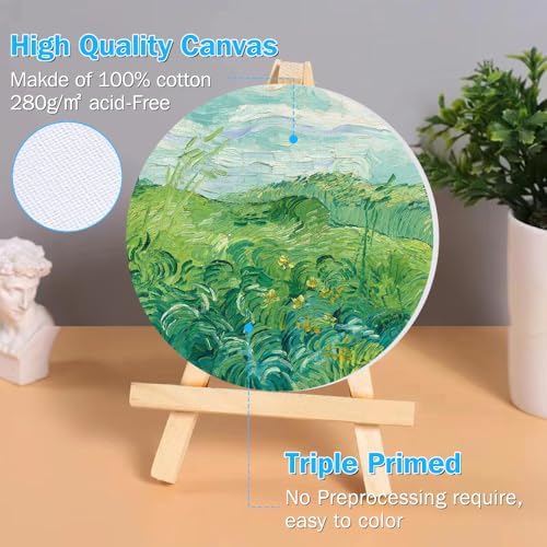 8 Pack Round 8 Inch Painting Canvas Panels