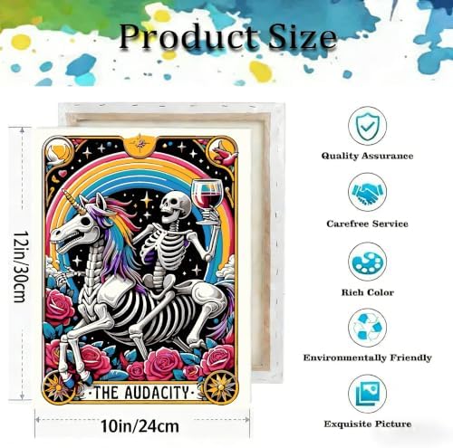 Skull Paint by Numbers Kit for Adults, DIY Canvas Oil Painting 10x12In