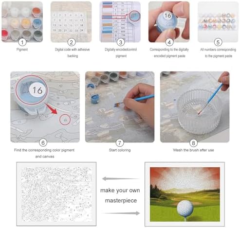 QMNBTES Paint by Numbers Kit for Adults Beginner Golf Sport Paint by Number Kits on Canvas Number Painting Drawing Paintwork DIY Oil Painting Kits for Gift Home Wall Decor