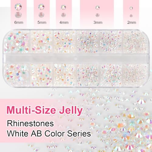 6000Pcs Resin Rhinestones for Crafting with 10ml B7000 Jewelry Glue, 1 Box Flatback Crystals Diamond (Transparent AB) for Bedazzling Crafts DIY Nail Art Non Hotfix Gems for Clothing Shoes Tumblers