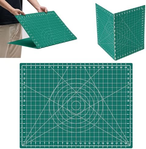 Teenyyou 18" x 24" Self Healing Travel Folding Cutting Mat with Grid for Quilting Sewing Craft Hobby Board Sewing Cutting Mat for Quilting Leather Fabric Crafting Scrapbooking Art Clay, A2+, Green