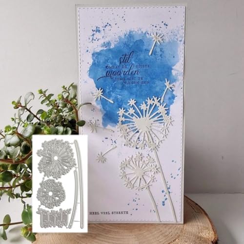 Scrapbooking Die-Cuts, Layer Frame Net Set Metal Cutting Dies for Card Making, Paper Craft Template, Background Embossing Stencils, DIY Album Décor (Dandelion-6.9x12.9cm)