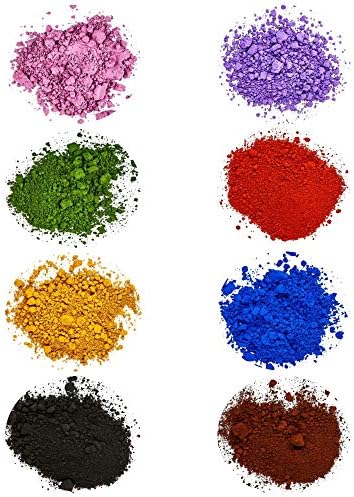 Pifito Oxide Pigment Colorants Sampler - 8 Beautiful Colors for Soap Making Supplies (.25 oz ea) - Red, Blue, Yellow, Pink, Green, Brown, Black, Violet - Bath Bombs Coloring Powder