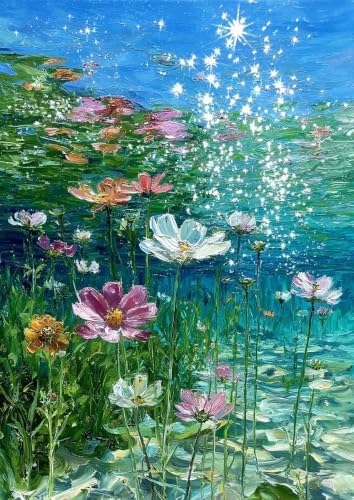 ZRIZQ Paint by Numbers Kit for Adults Beginner,Flower in Water,16x20