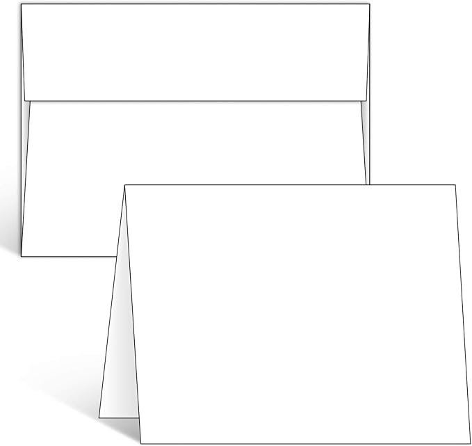 Ohuhu A7 5 x 7 Blank White Cards and Envelopes 100 Pack | 5" x 7" Heavyweight Folded Cardstock and A7 Envelopes for DIY Greeting Cards Wedding Birthday Invitations & All Occasions