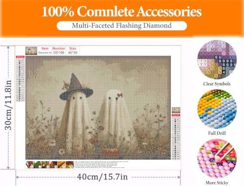 Halloween Ghost Diamond Art Kits for Adults, Diamond Painting 16x12 Inch