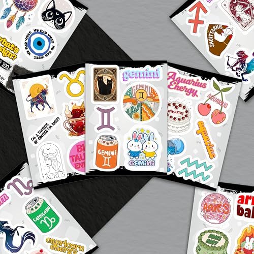 100Pcs Astrology Stickers for Water Bottle, Laptop - Zodiac Stickers - Astrology Gift, Party Decoration - Mystical Decals - Gift for Women & Men