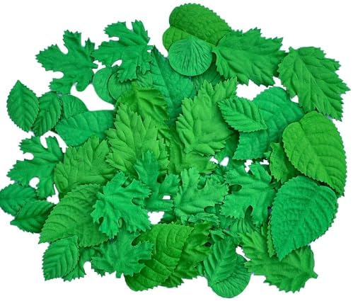 50 Pcs Handmade Mixed Mulberry Paper Rose,Maple,Sunflowers,Hydrangeas,Lotus Leaves Scrapbooking Wedding DIY Craft Supplies Card Artificial Leave (Mixed Leaves Green Color)
