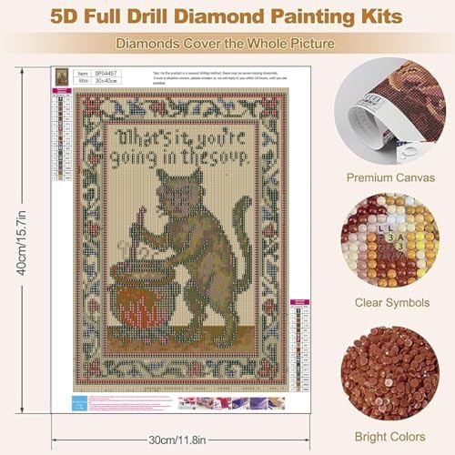 Strange Medieval Cat Diamond Art Kits for Adult Diamond Painting Kit