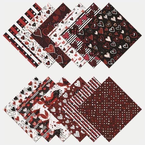 12in Valentine Decorative Scrapbook Paper Pad - 24 Sheets Black Hearts Patterns Designed Collage Supplies for Journaling Folded Card Making DIY Crafts Gift Wrapping Material